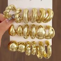 Bộ 6 Bông Tai Hình Học Mạ Vàng | Phụ Kiện Áo Dài Sang Trọng Mê Áo Dài - thumbnail 2
