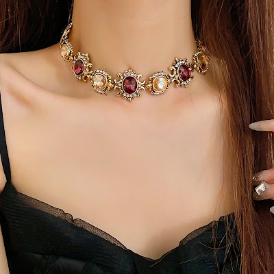 Bộ Vòng Cổ Kim Cương Vuông Cổ Điển | Phụ Kiện Áo Dài Phong Cách Cung Đình