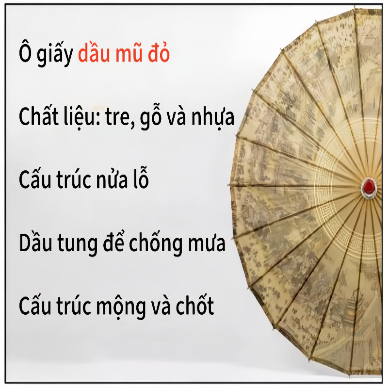 Dù Giấy Nan Tre Cổ Điển Trắng | Phụ Kiện Chụp Ảnh Áo Dài Mê Áo Dài - ảnh chi tiết 5