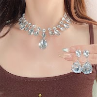 Bộ Vòng Cổ Bông Tai Giọt Nước Đính Đá | Trang Sức Mặc Áo Dài Sang Trọng - thumbnail 3
