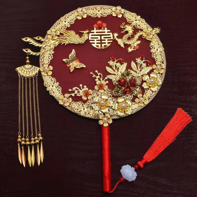 Quạt Tròn Cô Dâu Cổ Điển | Phụ Kiện Chụp Cưới Áo Dài Độc Đáo - ảnh chi tiết 12