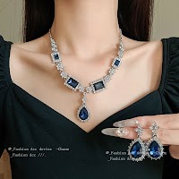 Bộ Vòng Cổ Giọt Nước Kim Cương Vuông Cao Cấp | Trang Sức Phụ Kiện Mặc Áo Dài Mê Áo Dài