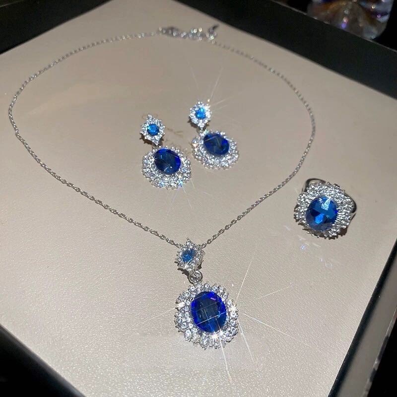 Bộ Trang Sức Zircon Xanh Cổ Điển | Phụ Kiện Áo Dài - Mê Áo Dài - ảnh chi tiết 4