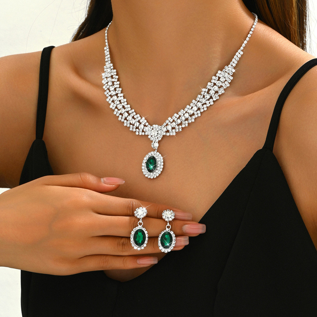 Bộ Trang Sức Giọt Nước Đính Kim Cương Pha Lê | Phụ Kiện Mặc Áo Dài Sang Trọng - ảnh chi tiết 2