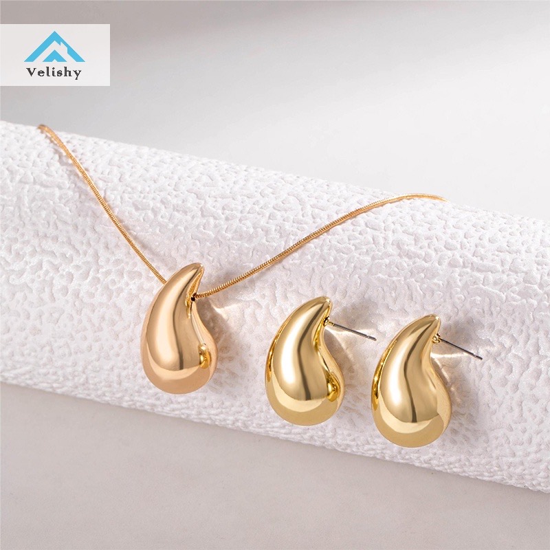 Set Vòng Cổ & Bông Tai Vintage | Hình Giọt Nước Tinh Tế Cho Áo Dài