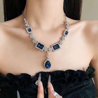 Bộ Vòng Cổ Giọt Nước Kim Cương Vuông Cao Cấp | Trang Sức Phụ Kiện Mặc Áo Dài Mê Áo Dài