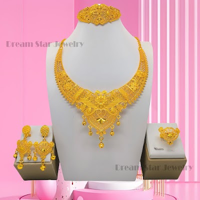 Bộ Trang Sức Mạ Vàng 24K Phong Cách Dubai | Phụ Kiện Áo Dài Sang Trọng