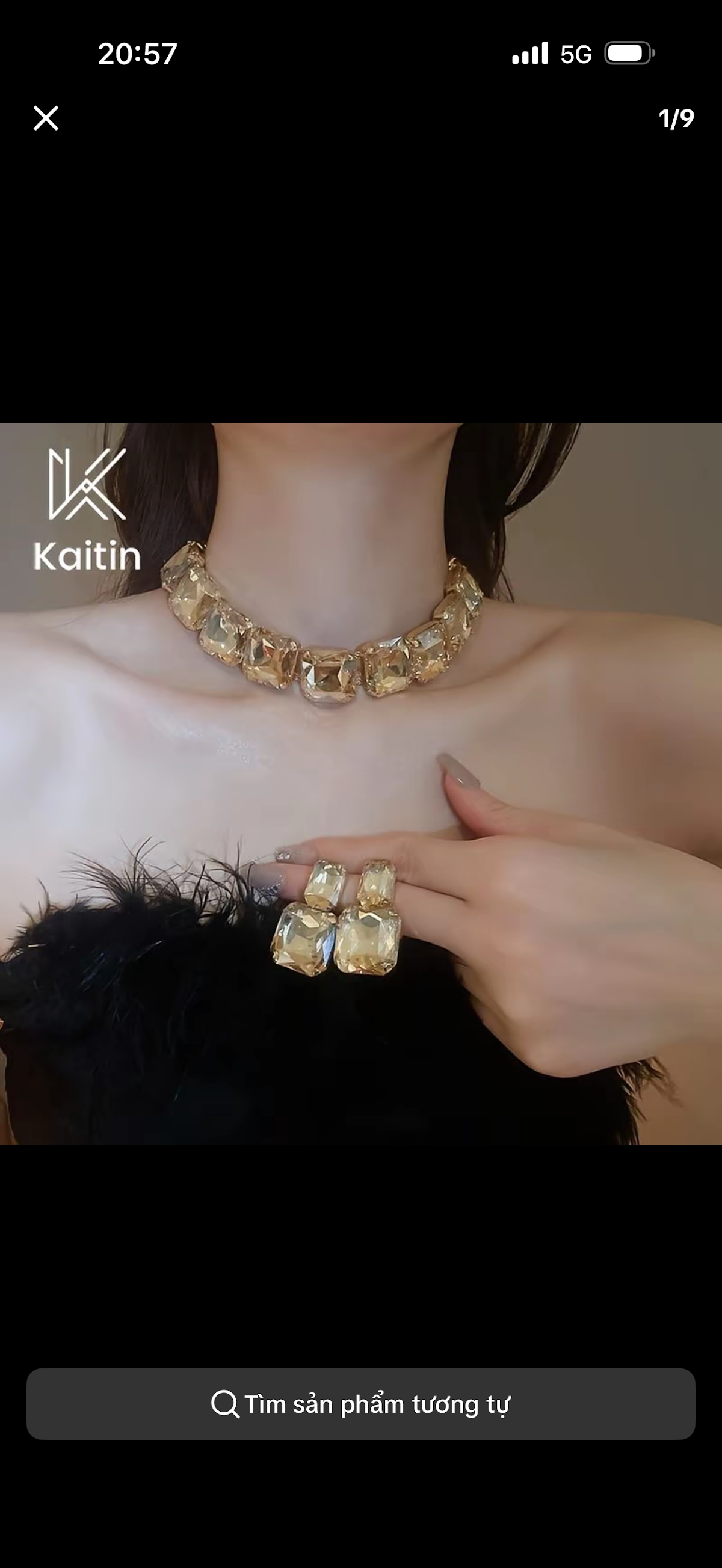 Bộ Bông Tai Vòng Cổ Vuông Đính Kim Cương | Phụ Kiện Thời Trang Cao Cấp - ảnh chính