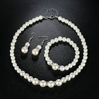 Trang sức cưới phụ nữ bộ đầy đủ: bông tai và vòng cổ ngọc trai thời trang - thumbnail 7