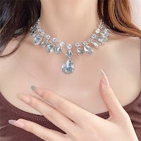 Bộ Vòng Cổ Bông Tai Giọt Nước Đính Đá | Trang Sức Mặc Áo Dài Sang Trọng - thumbnail 4
