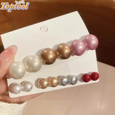 AWNGD 3 / 6 Đôi Bông Tai Giả, Bông Tai Champagne Sang Trọng Đơn Giản, Kích Cỡ Khác Nhau Nhẹ Tai Trang Sức Thời Trang Nữ