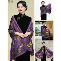 Khăn Choàng Cao Cấp Màu Tím Lụa Mềm | Phụ Kiện Phối Mê Áo Dài - thumbnail 5
