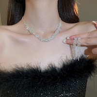 Bộ Trang Sức Pha Lê 3 Mảnh | Vòng Cổ, Bông Tai, Vòng Tay Cho Đám Cưới Lấp Lánh - thumbnail 6
