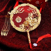 Quạt Tròn Cô Dâu Cổ Điển | Phụ Kiện Chụp Cưới Áo Dài Độc Đáo - thumbnail 3