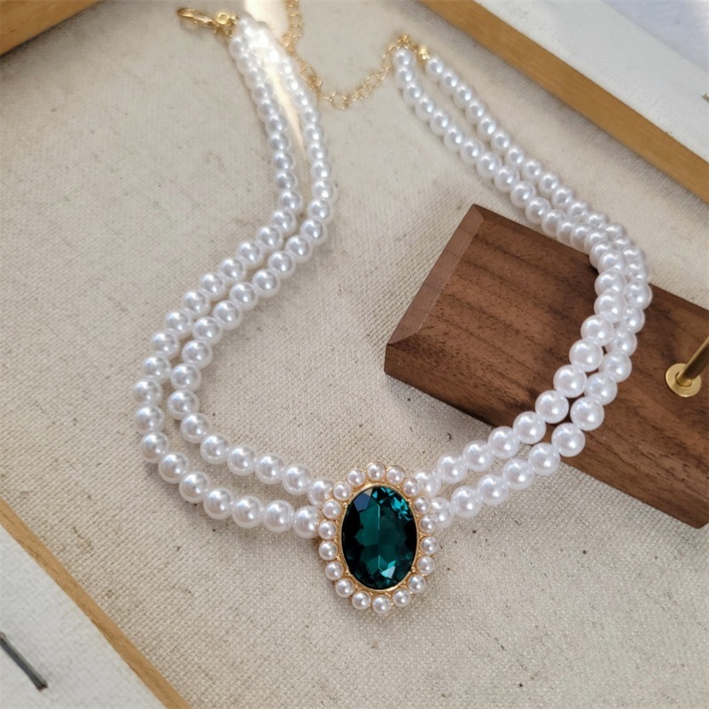 Bộ Trang Sức Ngọc Trai & Ren Ngọc Lục Bảo | Phụ Kiện Áo Dài Sang Trọng - ảnh chi tiết 7